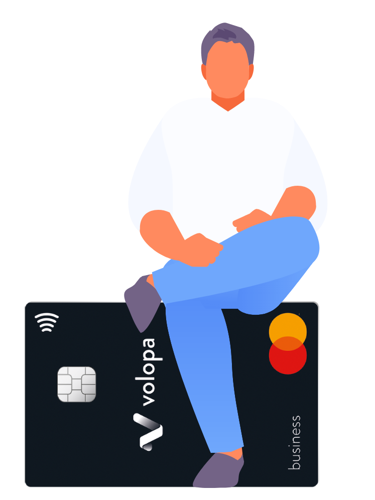 Man sitting on Volopa business cards